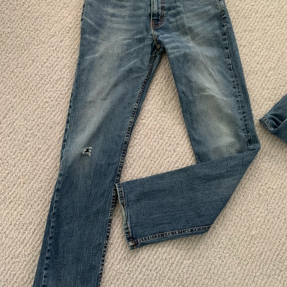 Levi’s 512 SLIM TAPER FIT MEN'S JEANS 32W 34L Dark Wash, worn and torn look - Picture 5 of 7